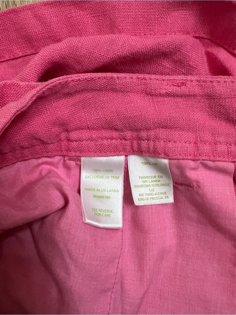 Lilly Pulitzer Bright Pink 100% linen Bermuda Shorts - Picture 4 of 6